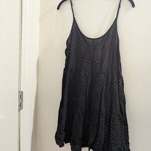 Black polka dot tiered mini dress / rayon sundress